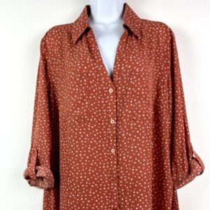 NWT Fortune + Ivy Stitch Fix Christelle Print Blouse XXL Button Down Roll Tab